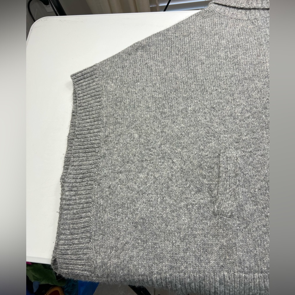 J. Crew Poncho Sweater M/L Wool Alpaca Blend Turtleneck Pullover Pockets Gray - Picture 11 of 14